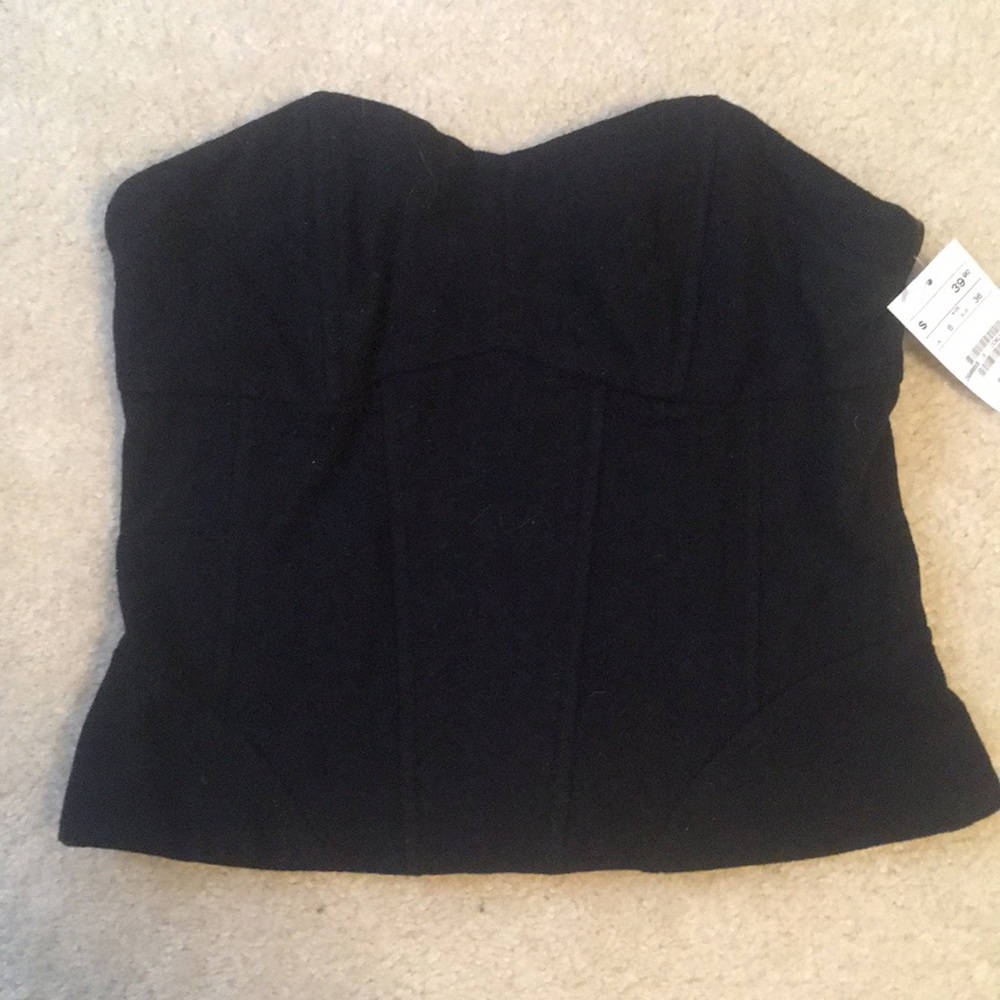 NWT black wool bustier top